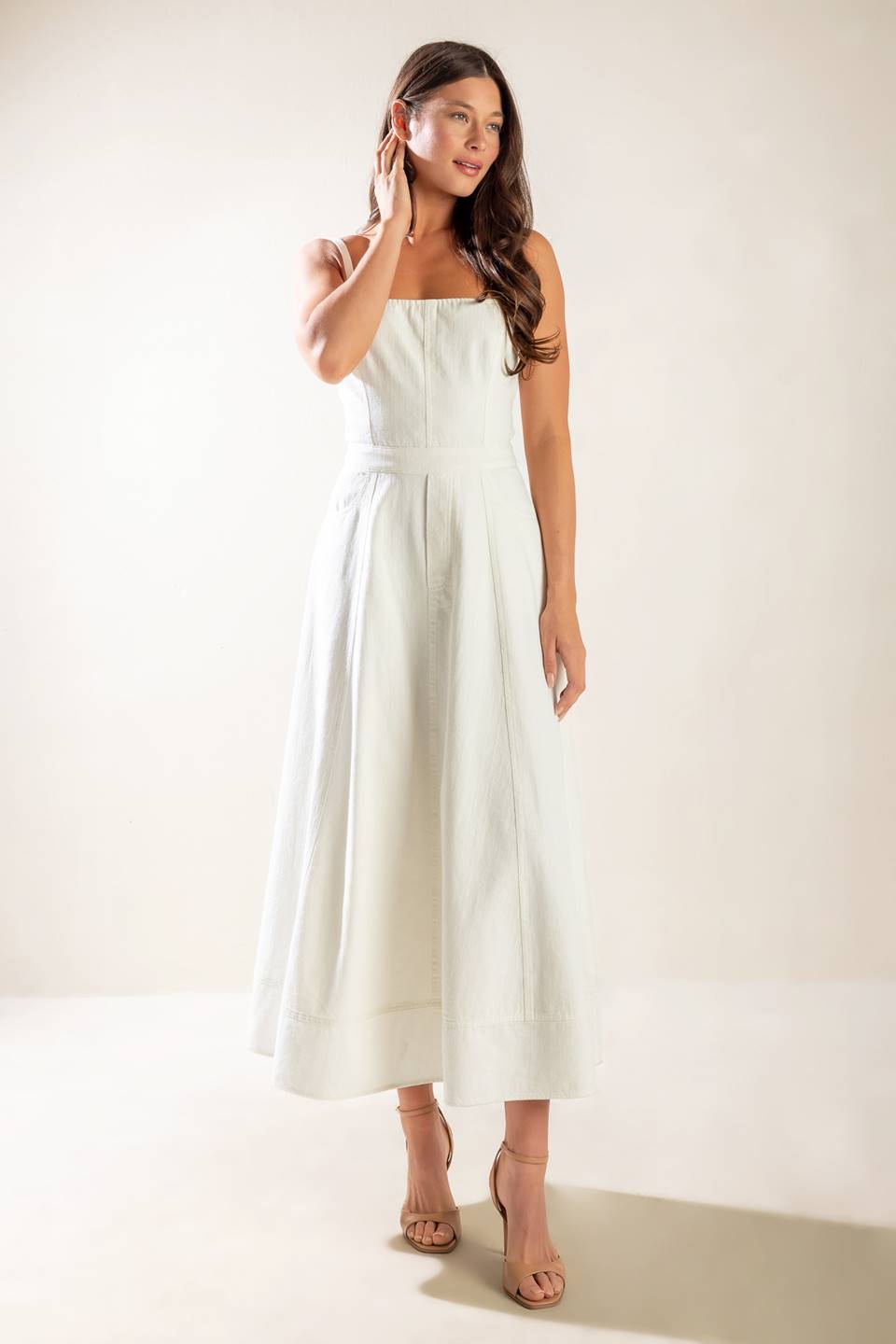 LET'S GO FOR A WALK WOVEN MIDI DRESS Flying Tomato